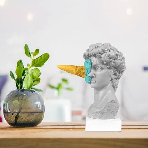 Estatua decorativa cabeza David helado de resina azul 16cm miniatura 3