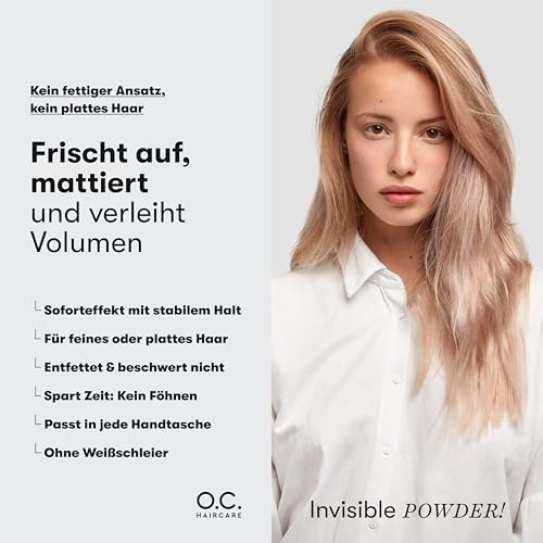 Foto von O.C. HAIRCARE Stylingpulver - Volumen Puder Haare - Haarpuder für dünnes & feines Haar - mit MATT-EFFEKT - 30 Tage risikofrei testen - von führenden Salons empfohlen - farblose Grundierung