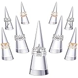 Jetec 10 Pieces Clear Acrylic Crystal Ring Holder Acrylic Ring Display Jewelry Holder Wedding Display Cone Support Single Finger Rings Showcase Stand for Jewelry (Transparent)