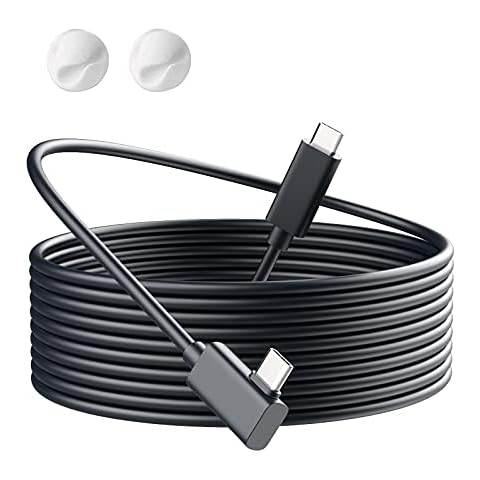 RUJOI Compatible for Oculus Quest 2 Link Cable,16.5FT VR Headset Cable for Oculus Quest, 90 Degree USB 3.1 Type C to C High Speed Data Transfer Charging Cord for Gaming PC & USB C Chargers Cover