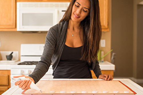 Silicone Macaron Baking Mat - Full Sheet Size (Thick & Large 24 1/2" x 16 1/2") - Non Stick Silicon Liner for Large Bake Pans, Trays & Rolling, Macaroon/Pastry/Cookie/Bun Making - Professional Grade
