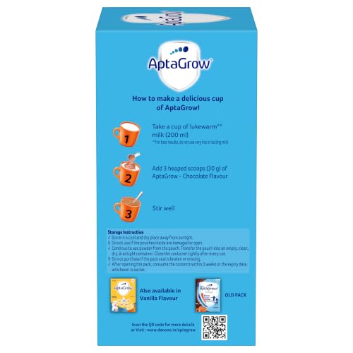 Image of AptaGrow Chocolate Flavoured Nutritious Milk Drink for Children 3-6 Years|with Prebiotics & 11 Immuno-Nutrients|Supports Immunity, Brain Development, Height Gain, Bone Development & Energy |1kg BIB