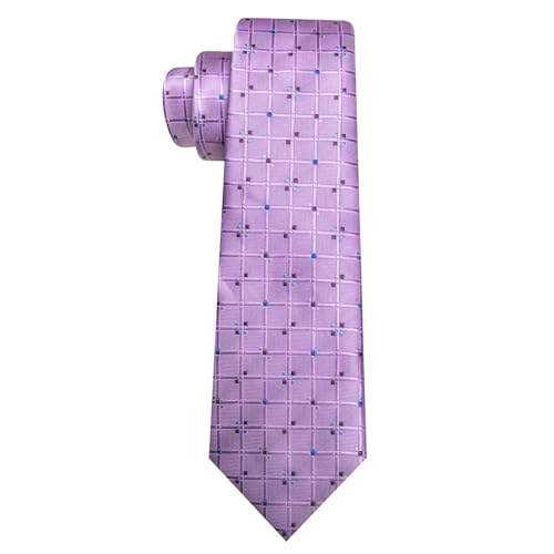 Image of YOHOWA Men Plaid /Striped Ties Set Silk Business Wedding Formal Fashion Necktie and Pocket Square Cufflinks Set