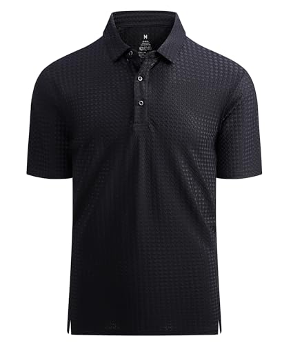 Alex Vando Mens Bubble Jacquard Polo Shirt Super Stretch Short Sleeve Polo Shirts for Men