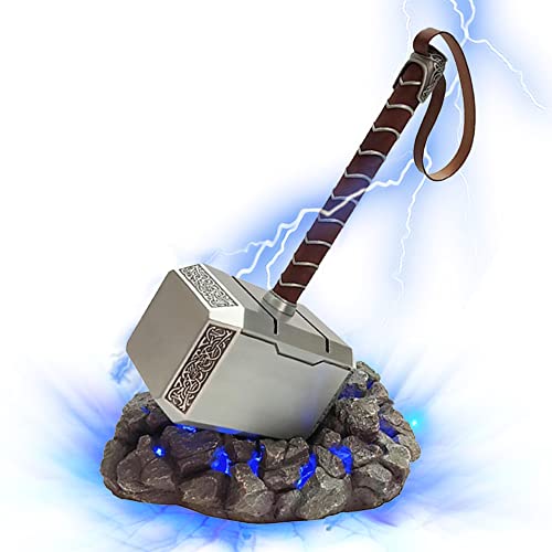Swords and more Thor - Martillo con base LED de acero inoxidable con base LED de resina, Ragnarok,...