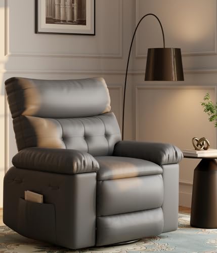 Sillón reclinable clásico piel gris