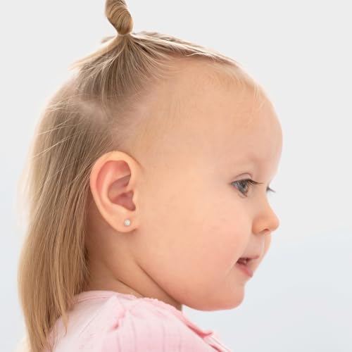 925 Sterling Silver Bezel Set Simulated Opal Safety Screw Back Earrings For Toddler and Little Girls - Children's Small Simulated Opal Earrings - Dainty Earrings for Toddler Girls2
