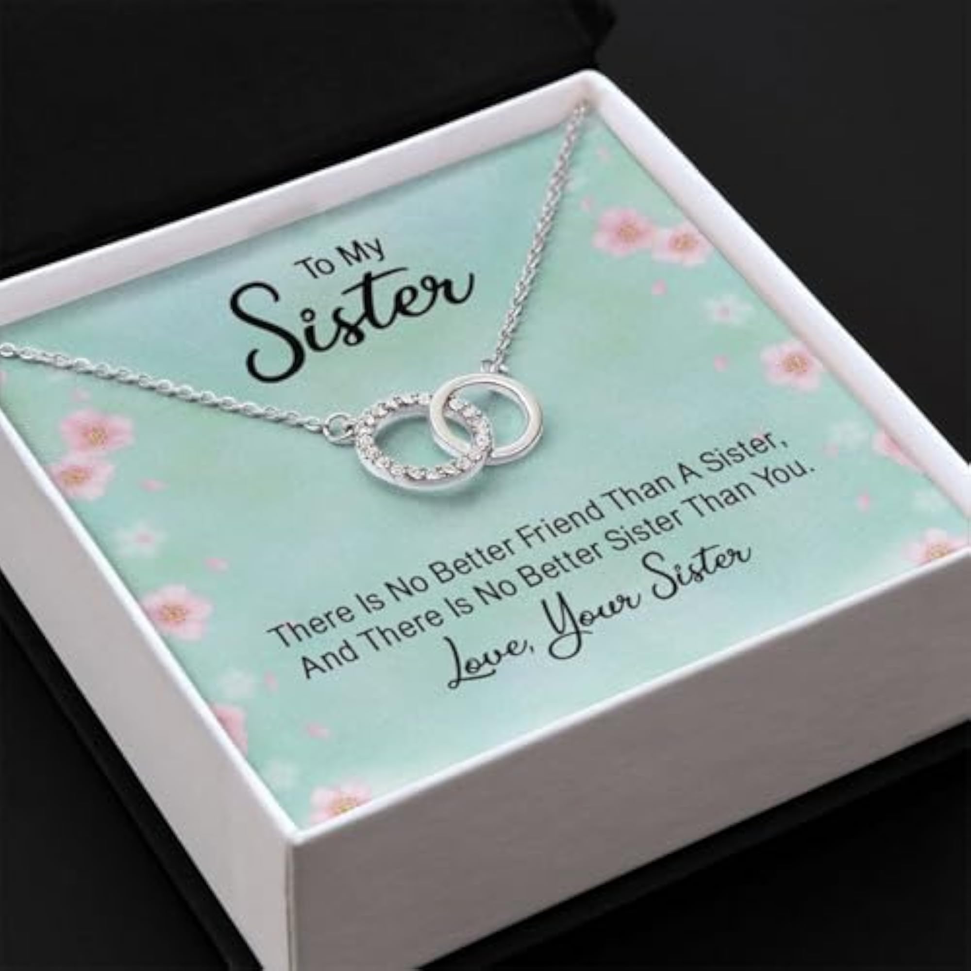 925 Sterling Silver Interlocking Silver Ring Necklace for Sister