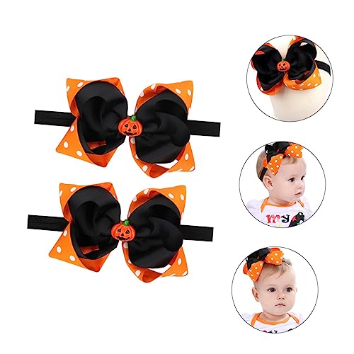 Yardwe 2pcs Halloween Headbands Elastic Hairbands with Design Soft Lightweight Stretchy Ribbon Headbands for Newborns for Halloween Birthday Shower Family Photos4