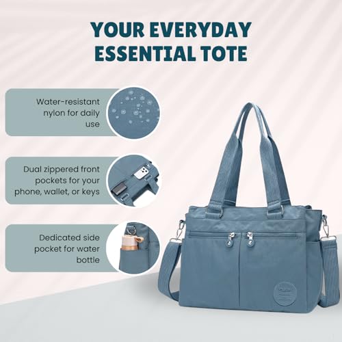 Image of MOCA Womens Casual Nylon Water Resistant Crossbody Tote Sling Handbag, Multi-Pocket Design with Adjustable Shoulder Straps for Work Travel Office, Everyday Use