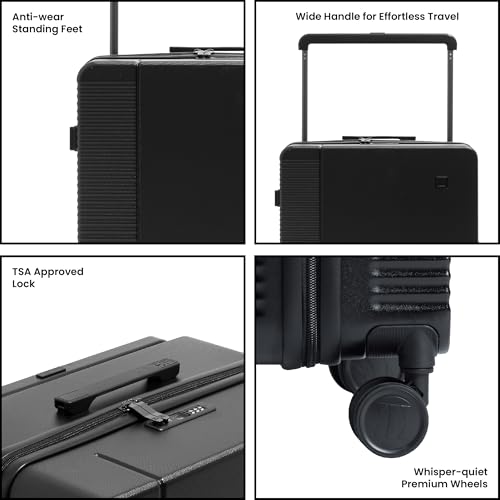 Image of ICON - Signature Polycarbonate (PC) Hard-Sided Cabin Suitcase | Ultra Lightweight & Durable | 8 Spinner Wheels | TSA Lock | Organized Interior | Multiple Colours (Check in - Large, Black)