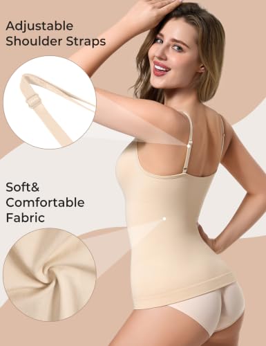 Image of EUYZOU Womens Tummy Control Shapewear Tank Tops Seamless V-Neck Compression Tank Tops Body Shaper Camisole