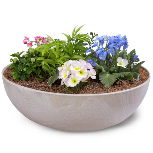 matches21 HOME & HOBBY Pflanzschale für draussen in Sand-Farben marmoriert...
