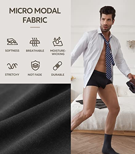 David Archy Men's Underwear Micro Modal Dual Pouch Trunks Ball Pouch Bulge Enhancing Boxer Briefs For Men 3 Or 4 Pack (M, Black) #TOP4