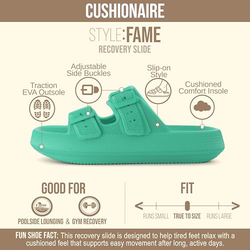 Image of CUSHIONAIRE Fame Pillow Recovery Sandals for Women, Adjustable Double Buckle Waterproof EVA Cloud Slides for Women