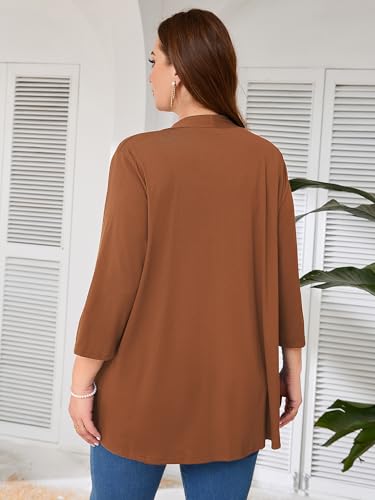 Image of AusLook Women's Plus Size Lightweight Open Front Cardigan 3 /4 Sleeve Cover Ups Shrugs Shawls and Wraps Kimono Jacket Coat