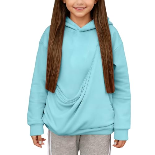 Sweat à capuche fille bleu ciel pour le collège et les sorties entre amies