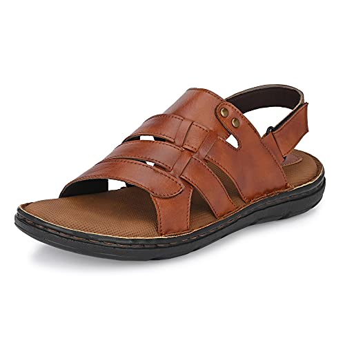 Image of Centrino Men's Sandals |Classical Thong Lightweight Quick-dry Flip Flops | Secure Hook & Loop Closure | Comfortable Close Strap | Heavy Density for Arch Support Comfort, Hand Stitched Chappal (3669)