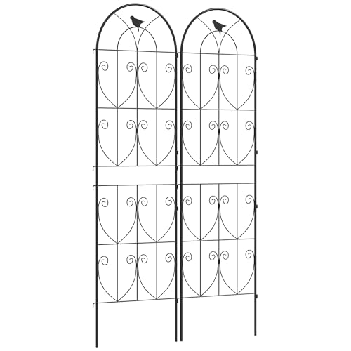 Outsunny Support pour Plantes Grimpantes avec Oiseaux, Lot de 2, Treillis de Jardin, pour Légumes,...