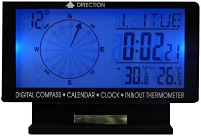 SAVEMORE4U18 4.6" LCD Display Screen Car Digital Compass,Calendar,Clock,in & Out Thermometer with Blue Back…