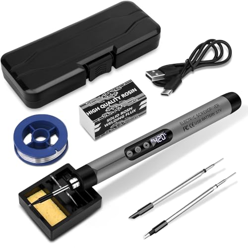 KKMOL Akku Lötkolben Set, USB Wiederaufladbar Lötkolben mit LCD, Temperatur Einstellbare 330...