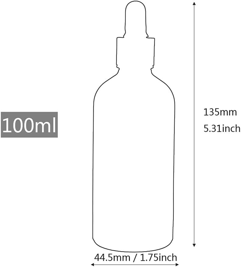 500 Stück 100ml Matt Schwarzglas Pipettenflasche, Leere Kleine Glasflasche mit Gold/Schwarz Pipette, Glaspipette Tropfflasche für ätherische Öle Aromatherapie