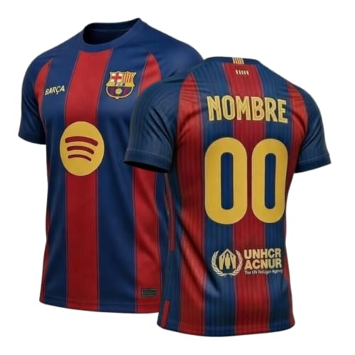 BARÇA   Personalizable   Camiseta Replica Oficial con Licencia   Temporada 2025/2026  Adulto   Primera Equipacion (FR/ES, Letras, M, Regular, Regular, Rojo)