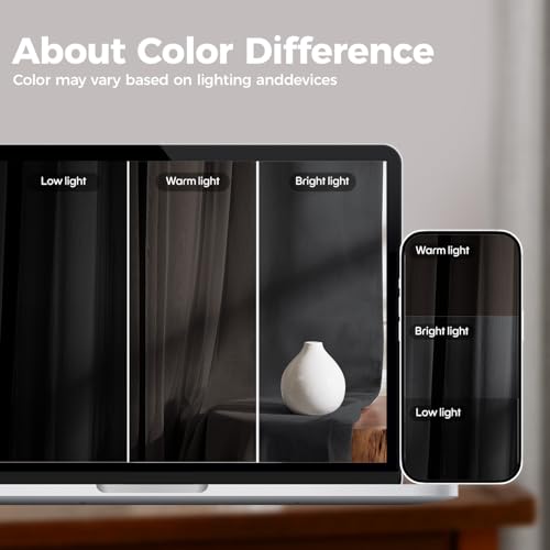 Image of 100% Blackout Curtains for Bedroom, Double Layer Black Curtains, Black Out Curtain 90 inch Long with Sheer Overlay for Living Room, Room Darkening Window Drapes with Grommet, 52 inch W x 90 inch L