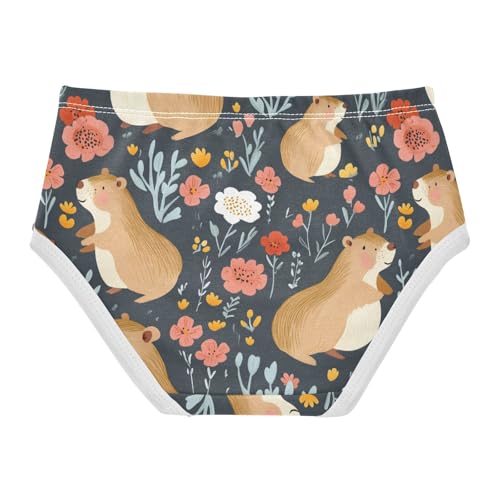 Wusikd Capybaras Flowers Girls' Underwear Cotton Cute Girls Briefs Soft Toddler Underwear 2T2