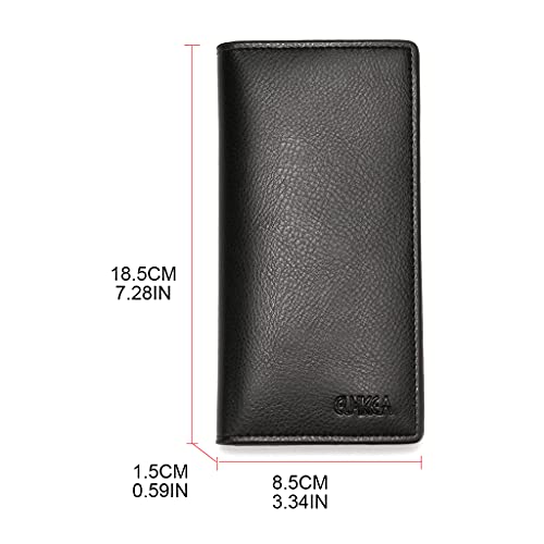 Men Wallet Vintage PU Leather Long Purse Bifold Business Coin Pocket, app.18.5*1.5*8.5cm, Black4