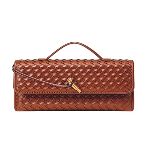 Image of JYG Woven Handbag for Women Fashion Evening Shoulder Bag PU Leather Handmade Clutch Purse Casual Crossbody Bags