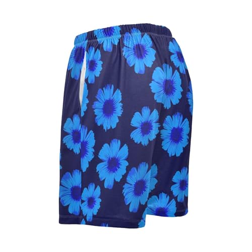 Men's Pajama Shorts Floral Blue Pajama Bottoms Casual Athletic Sleep Shorts with Pockets 23029933