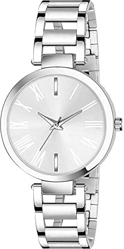 Design Round Dial Analogue Strap Silver Chain Stainless Steel Lux...