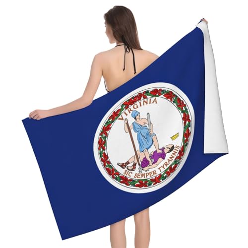 Virginia Flag Beach Towel for Pool, Sea, Spa, Home