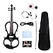 WUQIMUSC 電動ヴィオラ 16インチキット ソリッドウッドボディ 黒檀継手、ケース、ヴィオラボウ、AUXケーブル、ヘッドフォン、学生、初心者、大人用のすべてのアクセサリー #EL5