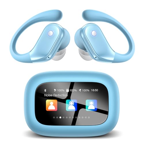 jaddsa Wireless Earbuds, ENC Noise Cancelling Ear Buds with Smart Touchscreen, Bluetooth 5.4 Headphones, 5 EQ Modes for Sports/Travel/Gym- Sky Blue