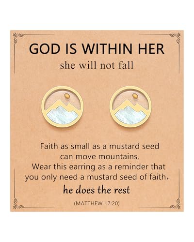 Silver/Gold Mustard Seed Stud Earrings Love Moving Mountains-Birthday Valentines Christmas Christian Gifts for Women Girls