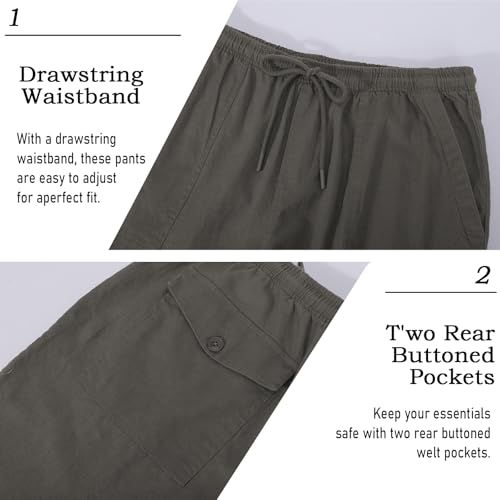 Isle Bay Linens Lightweight Linen Pants for Men - Breathable Beach Casual Pants with Drawstring Waistband4