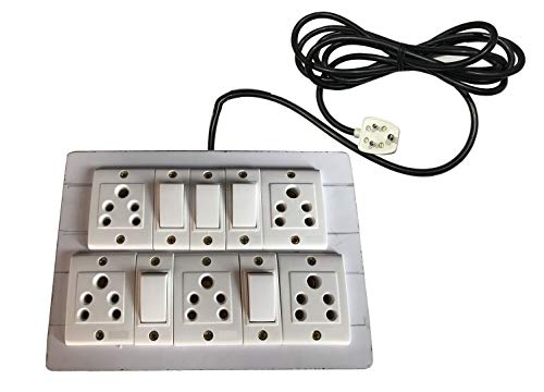 Image of Electric Extension Wooden Board (1 Meter 3Core Wire) (5 Socket 5 Switch-6x8x1.5)