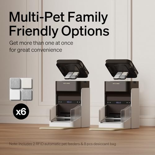 Image of Bundle of PETLIBRO Upgraded RFID Automatic Cat Feeder, 2 Packs 5G Wi-Fi Automatic Pet Feeder, 3L Auto Cat Feeder App Control with Light Collar Tag + PETLIBRO 6 Packs Pet Food Desiccant Bag