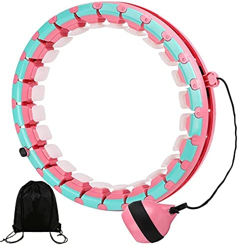 Smart Weighted Hoola Hoop for Adults and Kids Exercise,Non-Drop Hoola Hoops 24 Detachable Knots Adjustable Size Auto-Spinning Fitness Hoola Hoops for Weight Loss,Abdominal Training,Massage Yoga Ring