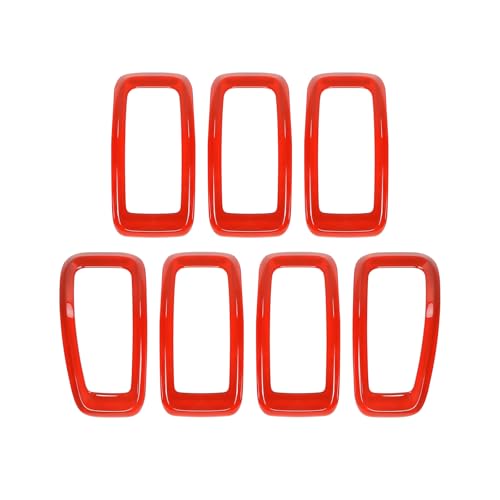 Image of CheroCar for Jeep Cherokee Front Grille Cover Grill Frame Trim Inserts Fits for 2014-2018 Jeep Cherokee,Red