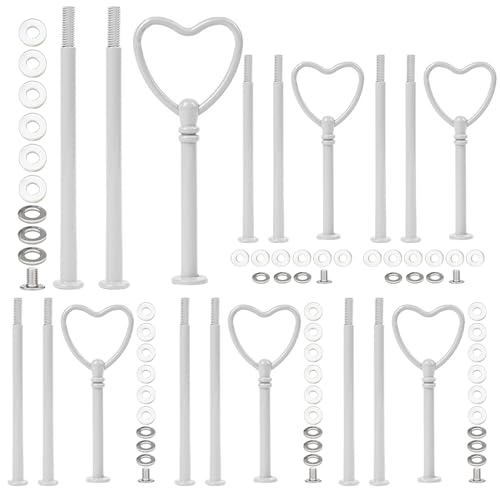 Pasdrucn 6 Pack Etageren Stangen Set, 3 Etagere Stangen, Etagere Bausatz Vintage Metallstange, Metallstangen Mittellochausstech, Etagen Etagere Schwarz, Hochzeitstorte Tortenständer (Weiß) Pasdrucn 6 Pack Etageren Stangen Set, 3 Etagere Stangen, Etagere Bausatz Vintage Metallstange, Metallstangen Mittellochausstech, Etagen Etagere Schwarz, Hochzeitstorte Tortenständer (Weiß)