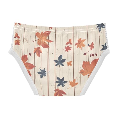 KLL Autumn Leaf on Old White Wooden Toddler Boys' Soft Athletic Underwear Cute Children Panties2