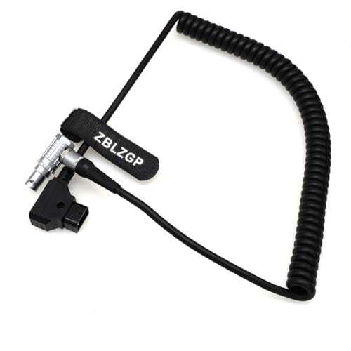 Cable en espiral D-tap a 0B 2 pines con conector en ángulo recto para optimizar espacios en rig 3