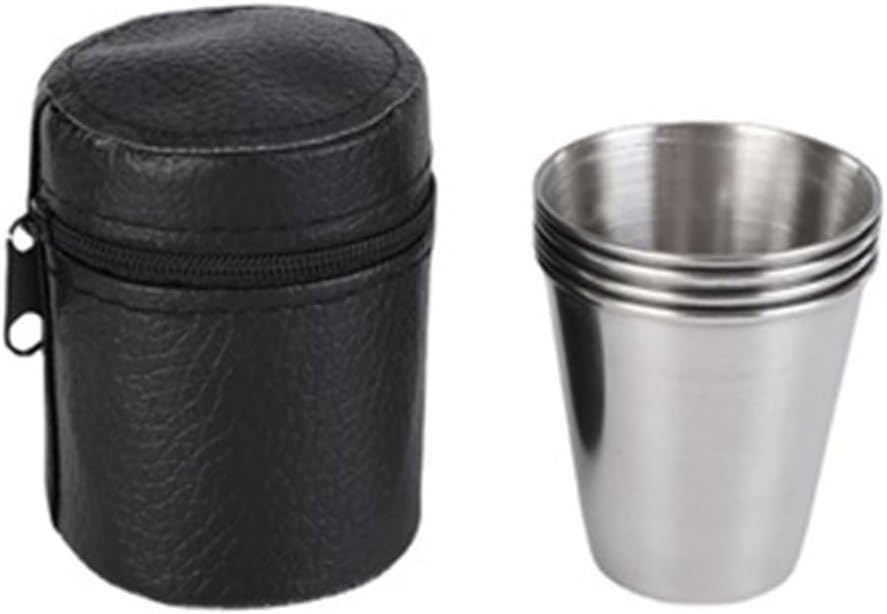 Pack of 4 Compact Camping Cups Mini Wine Mugs with Case Stackable Cups