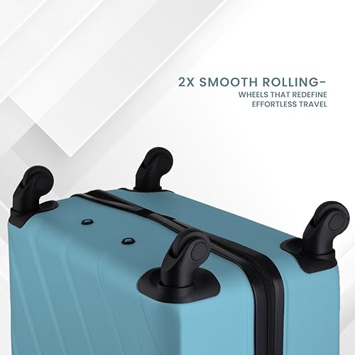 Image of CONWAY 55cm Cabin Trolley Bag, ABS Hard Shell Luggage Trolley Bags, 8 Spinner Wheels, TSA Lock, Lightweight Suitcase for Travel - Teal
