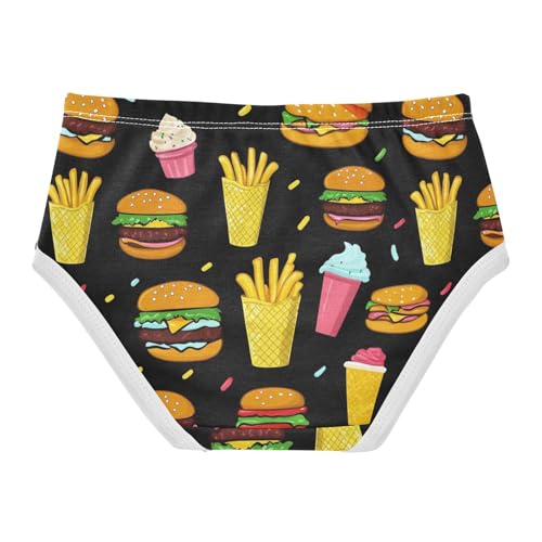 Wusikd Fast Food Girls' Underwear Cotton Colorful Black Girls Briefs Soft Toddler Underwear 2T2