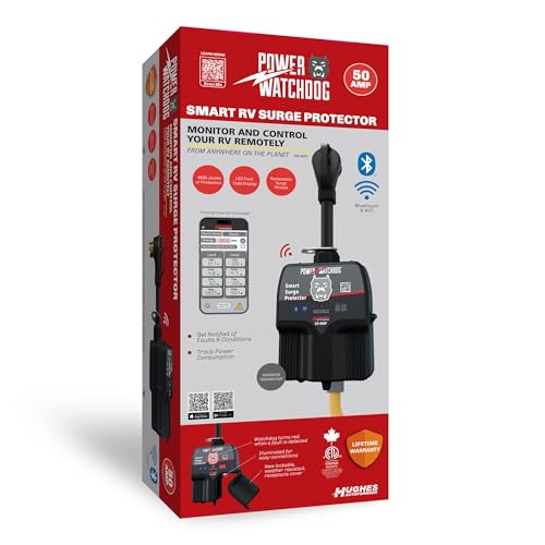 Image of Power Watchdog PWD50W Smart RV Surge Protector, 50A, WiFi & Bluetooth | Patented WiFi & Bluetooth connectivity monitors voltage, amperage & wattage.