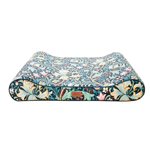 Rosewood x Morris & Co. Golden Lily Matelas inclinable pour Chien en Mousse à mémoire de Forme avec imprimé emblématique William Morris, Housse Lavable,...